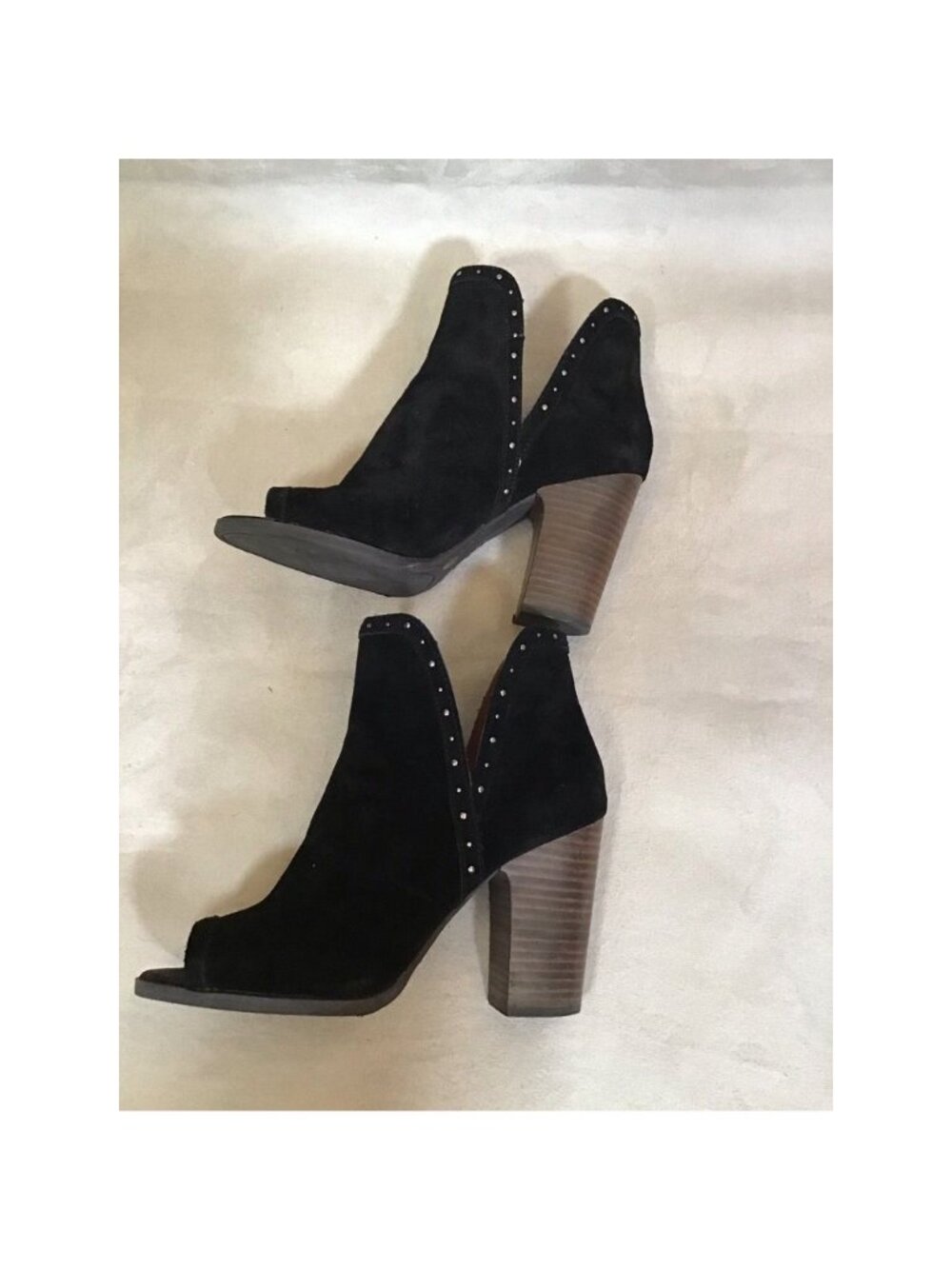 Lucky Brand Womens Libeth Booties 7.5 Ankle Boots Black Suede Studded Pull On - Picture 4 of 9